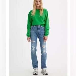 Levi’s Women’s 501 Original Fit Distressed Denim Jeans Size 25 Length 26